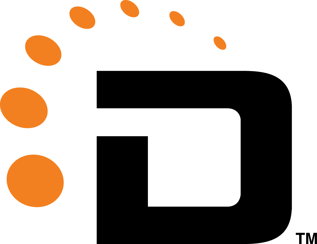 The image displays the logo of duckduckgo, which consists of an abstract duck footprint in orange color next to a bold black letter 'd', with the entire design enclosed within a shape that combines.